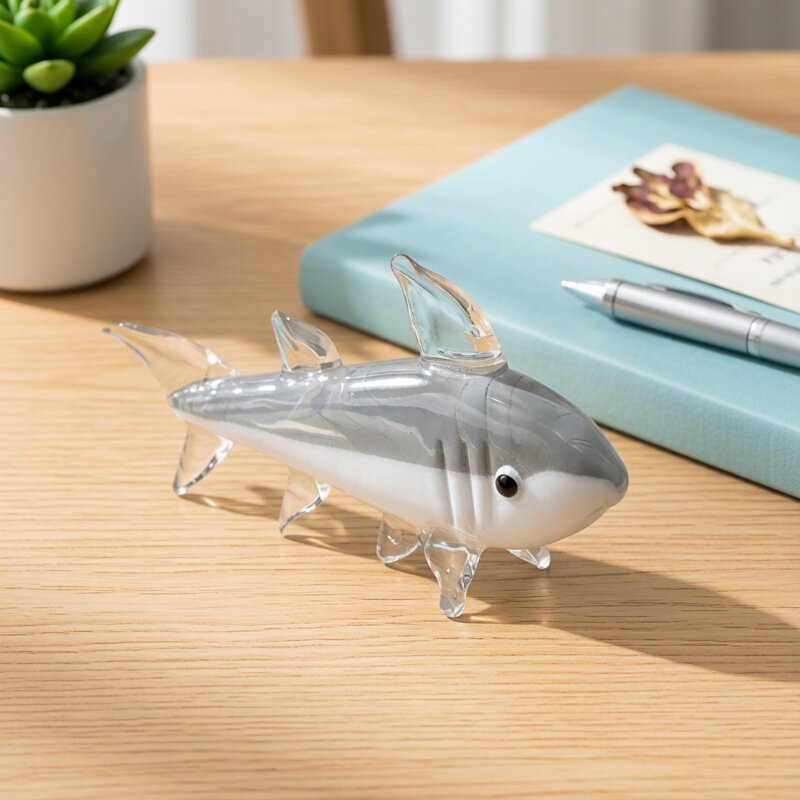 Marine Aquarium Home - تمثال سمكة القرش من زجاج مورانو