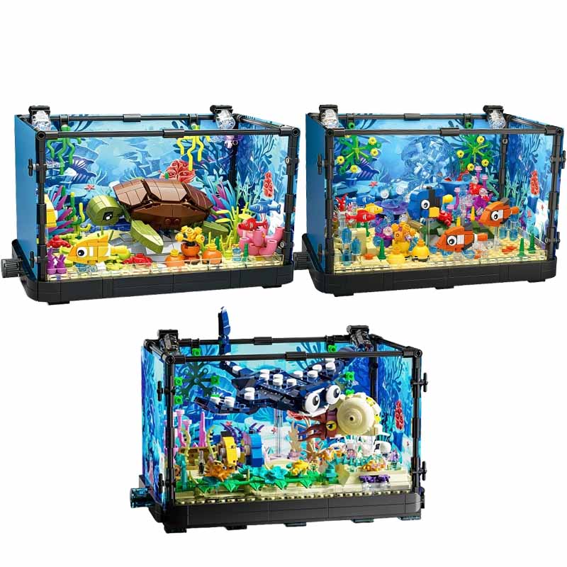 Marine Aquarium Home - مجموعة مكعبات بناء حوض السمك مع